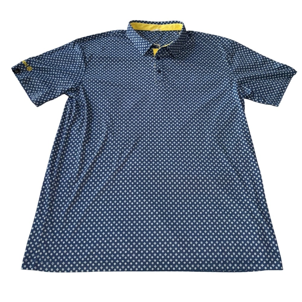 Swannies Golf Polo Shirt Mens XL Blue Geometric Print Short Sleeve Performance